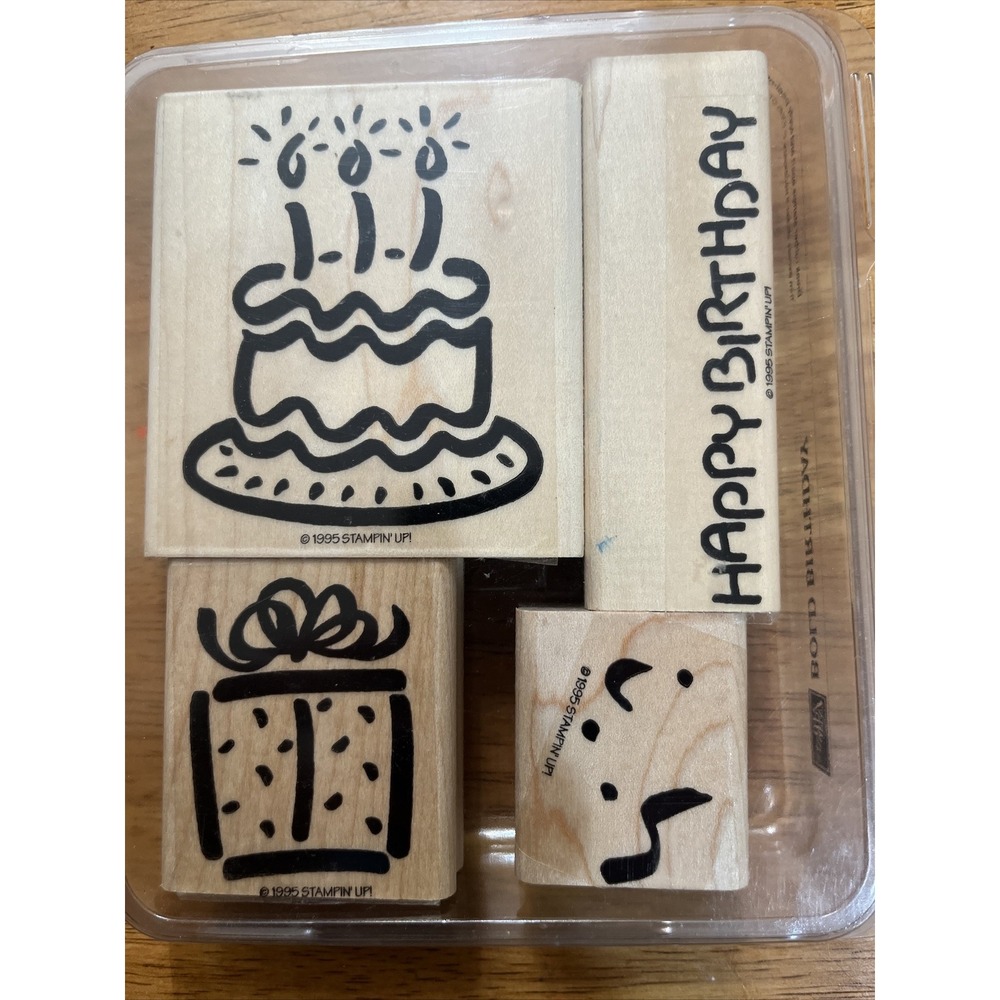 Stampin' Up! "Bold Birthday"  Set of 4 Stamps with original case          (S001)